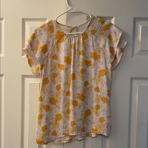 LOFT Floral Blouse in Yellow and White